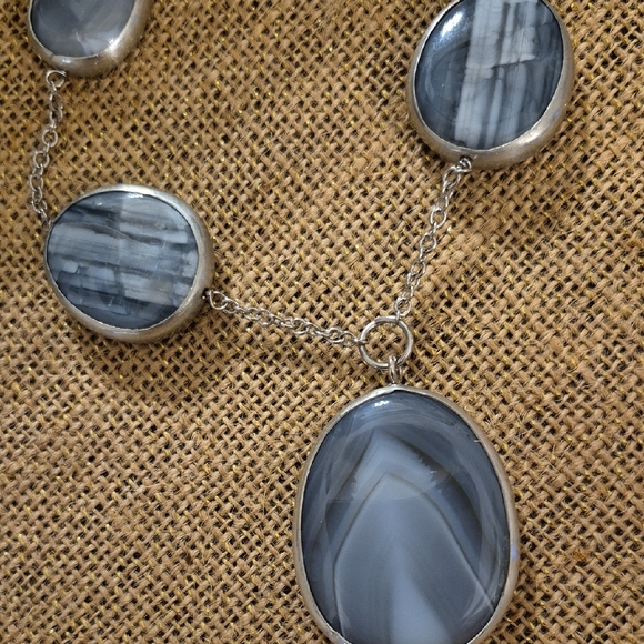 J. Jill Silver Necklace with Blue and Gray Accents - Picture 3 of 3